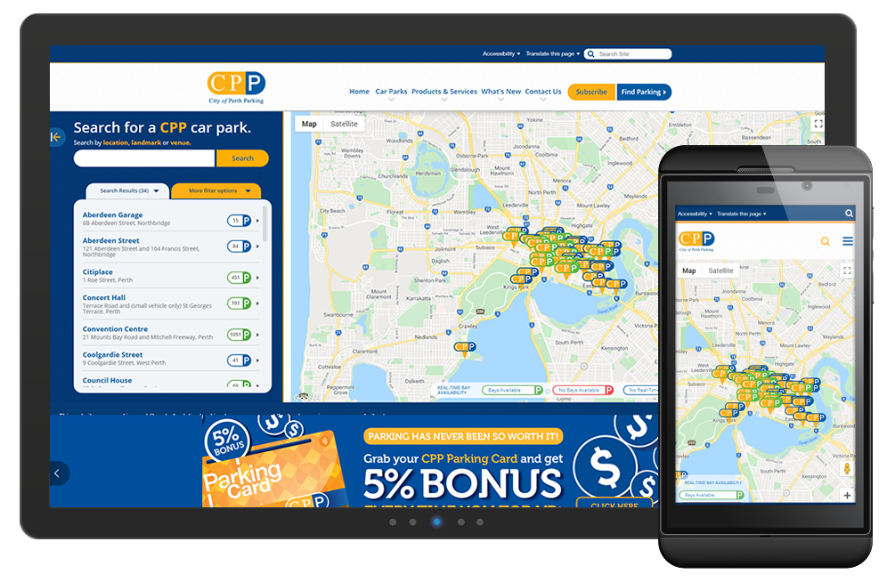 City Of Perth Parking Drupal website is custom developed by IBC Digital and is integrated with the IBC built parking mobile application